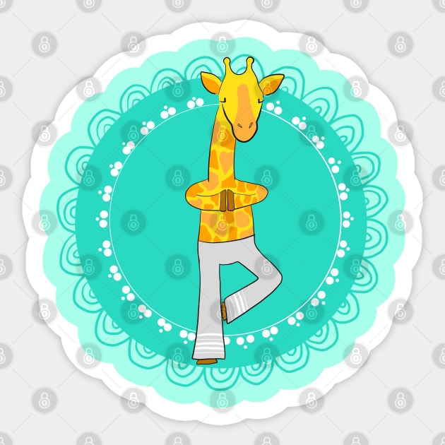 Yoga Giraffe - tree pose Sticker by Ayeletbarnoy